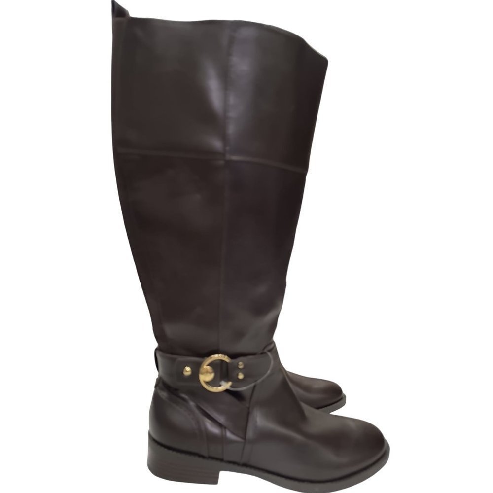 Tommy Hilfiger Twisha2 Knee-High‎ Boots Woman's Size 8.5 Wide Calf Vegan Leather
